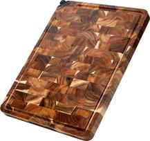 Akazijos medžio pjaustymo lentelė su peilių galąstuvu – integruotas „2-in-1“ dvigubas galąstuvas, 43x33 cm, tvirtas modelis su sulčių grioveliu, virtuvinė lentelė su galąstuvu – neslystanti, tinkama maistui