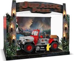 Akrilo vitrina, suderinama su „Lego Jurassic Park“ džipu „Wrangler“ (77984), su USB maitinamais LED apšvietimais, dulkių nepraleidžianti, skaidri, su HD fonu (modelis į komplektą neįeina)