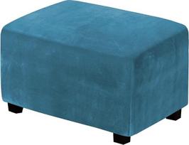 Aksominiai ottomanų užvalkalai, elastingi ottomanų užvalkalai, ottomanų pufų užvalkalai, minkšti ir stori baldų užvalkalai, ottomanų pėdų atramų užvalkalai, skirti svetainei (spalva: povų mėlyna, dydis: L)