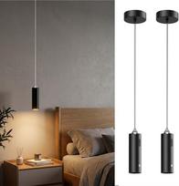 Akumuliatorinis pakabinamas šviestuvas, 2 vnt. rinkinys, belaidis LED pakabinamas šviestuvas su jutikliniu dimeriu, USB-C, 1200 mAh, 8 val. veikimo laikas, reguliuojamas aukštis, skirtas miegamajam, valgomojo stalui, nuomojamam butui (juodos spalvos)