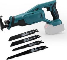 Akumuliatorinis pjūklas, suderinamas su "Makita" 18 V akumuliatoriais, bešepetėlinis variklis, 3200 aps/min, pjūklas "Fox Tail" su 4 pjūkleliais, elektrinis pjūklas metalui, medienai ir PVC (be akumuliatoriaus)