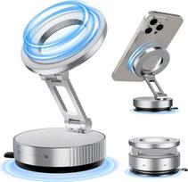 ALAFLY Mobiliojo telefono laikiklis Automobilinis magnetas Vakuuminis siurbimo puodelis Magnetinis [360° reguliuojamas ir sulankstomas] Patvarus metalinis magnetinis mobiliojo telefono laikiklis iPhone 16/15/14/13/12 ir Android, sidabrinis