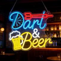 Alaus smiginis Neonlicht, Bar LED-Neonschild mit 10 einstellbaren Helligkeiten, USB-betriebene Bier-Neonschilder für Schlafzimmer, Männerhöhle, Bar, Club, Dekoration, Geschenk für Bier-Darts