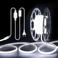 ALITOVE 230 V COB LED juosta, 10 m, lauko LED juosta su jungikliu, šaltai balta