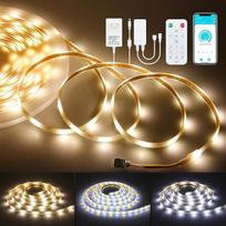 ALITOVE 24 V derinama balta LED juosta 10 m CCT LED juostelių rinkinys Dimmable 2700 K - 6500 K LED juosta lauke atspari vandeniui su RF nuotolinio valdymo programėlės valdymu, skirta turėklams stogams, terasoms, deniams