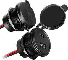 Aliuminio USB-C lizdas 12 V, skirtas kemperiams; vandeniui atsparus 18 W QC 3.0 ir 30 W PD 3.0 USB lizdas, skirtas karavanams; 12 V montavimas priekaboms, karavanams, valtims, jachtoms, motociklams, furgonams, jūriniams laivams, sunkvežimiams, golfo vežim