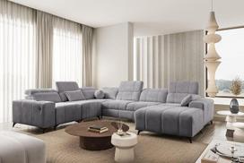 All4All Bruno VIII kampinė sofa su miego funkcija - gyvenamasis kraštovaizdis - U formos - 3 lovos langeliai - reguliuojami galvos atlošai ir USB - aukštos kokybės XXL sofa - minkštas kampas - sofa 26 (spyruoklė 1102, dešinė)