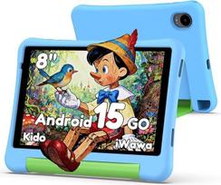 ALLDOCUBE KIDO 8 colių planšetinis kompiuteris vaikams, „Android 15 Go“, 32GB ROM, 5000 mAh, mėlyna | Vaikų apsauga, iš anksto įdiegta „iWaWa“ programa, 512GB TF kortelė, „Unisoc T310“, 2 garsiakalbiai, 3,5 mm lizdas, atsparus smūgiams apsauginis dėklas