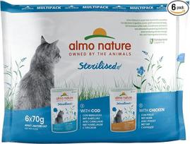 almo nature Multipack Holistic Anti Hairball 3 x mit Kabeljau - 3 x Mit Huhn. Alleinfutter für Erwachsene Katzen,Nassfutter 6er Pack (6x70g)