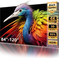 ALR CLR projektoriaus ekranas su fiksuotu rėmu, 110 colių | Skirtas UST (ultra trumpo atstumo) projektoriams, atspindintis 95 % aplinkos šviesos, 4K/8K UHD, 16:9, „Active 3D“, montavimas ant sienos, namų kinas, „Black Series“