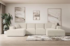 ALTDECOR "Sierra-U" kampinė sofa U formos sofa lova Kampinė sofa L formos gyvenamasis kraštovaizdis Sofa Sierra-U - 349 x 169 x 80 cm Smėlio spalvos