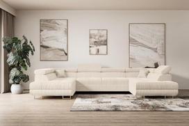 ALTDECOR GUSA-U kampinė sofa su miego funkcija, U formos, 342 x 202 x 107 cm, smėlio spalvos | Kampinė sofa-lova, kampinis sofos komplektas, svetainės sofa