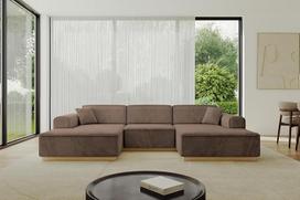 ALTDECOR IREA-U1-v2-Corner Sofa U formos sofa-lova Kampinė sofa-lova L formos gyvenamojo kraštovaizdžio sofa 297 x 165 x 81 cm Rudos spalvos