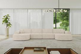 ALTDECOR MARI-U2-U2 Kampinė sofa, U formos sofa-lova, kampinis sofos komplektas, L formos svetainės sofos komplektas, 380 x 165 x 81 cm, smėlio spalvos | Kampinė sofa-lova, kampinis sofos komplektas, svetainės sofos komplektas, sofos komplektas