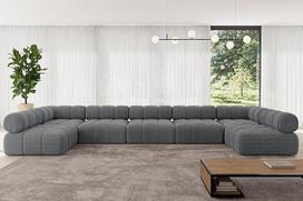 ALTDECOR Modulinė sofa U formos kampinė modulinė sofa Eckcouch Couch Couch Wohnlandschaft Cauchsofa Polstersofa Garvo-U3-475x190x70 cm Dunkelgrau