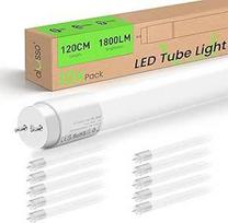 ALUSSO LED vamzdis 120 cm 6000 K Cool White T8 1800LM 18W (pakeičia 36W) LED liuminescencinis vamzdis G13 vamzdis su starteriu, 210° spindulio kampas, 10 vnt.