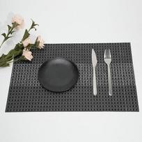 AMDXD 6 vnt. „Boho“ stiliaus kvadratinių stalo servetėlių rinkinys, 70 % PVC + 30 % PET, skalbiamos, kalėdinės, stačiakampės, pintos, neslystančios, stalo servetėlės, dekoratyvinės, juodos, skirtos virtuvei, namams, 45 x 30 cm