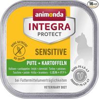animonda Integra Protect cat sensitive, dietinis kačių ėdalas, drėgnas ėdalas alergiškiems pašarams, kalakutiena + bulvės, 16 x 100 g