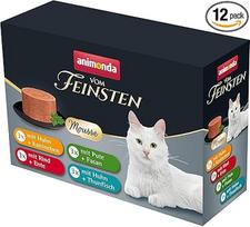 animonda Vom Feinsten Adult Cat Food Mousse Variety (12 x 85 g), drėgnas ėdalas suaugusioms katėms, be grūdų ir cukraus, švelnios konsistencijos