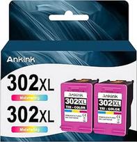 ANKINK Atnaujinta rašalo kasetė HP 302XL rašalo kasetės pakeitimas 302 XL kasetei 1110 2130 3630 3632 3634 3636 3639 4520 4524 4525 4526 4528 3830 3831 3833 , spalvota, 2 pakuotės