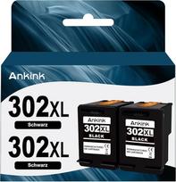 ANKINK 302XL rašalo kasetės, skirtos „HP 302 XL“ juodam rašalui, 2 vnt. pakuotė | Rašalo kasetė, skirta modeliams 1110, 2130, 3630, 3632, 3634, 3636, 3639, 4520, 4522, 4523, 4524, 4525, 4526, 4528, 3830, 3831, 3833 spausdintuvams