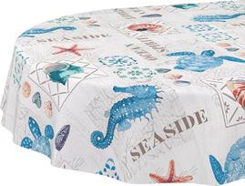 ANRO Staltiesė Oilcloth Staltiesė Oilcloth Plaunama sodo staltiesė Vandeniui atspari staltiesė Ovalus 180 x 140 cm Nupjautas kraštas Ocean
