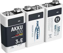 ANSMANN 300 mAh 9 V bloko dydžio įkraunama baterija 3 pakuotės po 1
