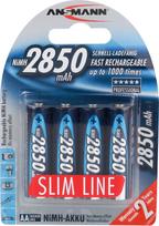 ANSMANN AA įkraunamos baterijos 2850 mAh – plonas, didelės talpos įkraunamas NiMH AA tipo akumuliatorius, skirtas fotoaparatams ir kt. (4 vnt. rinkinys)