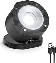 ANSMANN profesionalus darbo prožektorius su 10 W COB LED, įkraunamas, 360° kampu besisukantis rutulinis šarnyras, su magnetais ir kabliuku