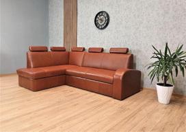 ANTALYA II Extra 5z kampinė sofa iš natūralios odos, 245 x 164 cm, odinė sofa su aukštesne atlošo dalimi, miego funkcija, daiktų dėže ir galvos atramomis, kampinė sofa, natūrali oda, „Antique Tobacco“ spalva (164 x 245 cm)