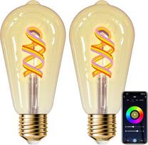 ANTELA Alexa lemputės E27 Smart LED Vintage Edison Lamp 5 W, WiFi RGB reguliuojamo ryškumo lemputė, suderinama su "Google Home" programėlės valdymu, šilta balta šviesa, nereikalingas koncentratorius, 2 vnt.