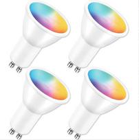 ANTELA išmanioji "Alexa" lemputė GU10 5 W LED WiFi RGB šiltai balta (2700 K) šaltai balta (6500 K) lemputė, suderinama su "Google Home" programėlės valdymu, 4 vnt.