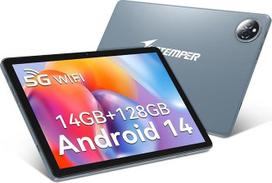 ANTEMPER 2025 Naujausia planšetė "Android 14" 10 colių, 4G LTE 5GHz WiFi planšetinis kompiuteris, 14GB RAM + 128GB ROM (1TB TF), planšetiniai kompiuteriai su aštuonių branduolių FHD 1280x800 Incell IPS, 8000mAh, 13MP + 8MP, GMS, GPS, Face ID, pilka