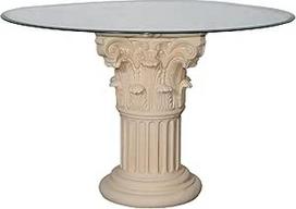 Antikes Wohndesign Apvalus stiklinis valgomojo stalas Virtuvės stalas Stulpas Stalas Matinis Baltas Aukštis 78 cm