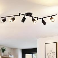 ANWIO EUS-EA190811 LED lubinis prožektorius su 6 lemputėmis, GU10 lubinis šviestuvas, juodas LED lubinis šviestuvas, pramoninis sieninis prožektorius, modernus lubinis prožektorius, 230 V, skirtas svetainei, miegamajam, virtuvei (lemputės į komplektą neįe