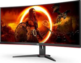 AOC Gaming CU34G2XE – 34 colių WQHD išlenktas monitorius, 144 Hz, „FreeSync Premium“, HDR10 (3440 x 1440, 1 ms MPRT, HDMI, DisplayPort) Juodas/raudonas
