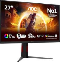 AOC Q27G4ZD 27 colių WQHD žaidimų monitorius su USB koncentratoriumi, 280 Hz, QD-OLED ekranas, 0,03 ms GtG, HDR400 „TrueBlack“, suderinamas su „G-Sync“, aukščio reguliavimas, (2560x1440, HDMI 2x 2.1, DP 1x 1.4) Juodas