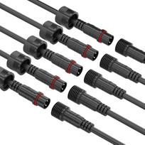 AOHUA M14 vandeniui atsparus jungtis, 3 laidai, 18 AWG vyriškas ir moteriškas jungtis, 3-polė jungtis, 25 cm prailginimo laidas, IP65, skirtas naudoti viduje ir lauke, LED šviesos juosta (5 poros) (M14 – 3 polių)