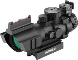 AOMEKIE šautuvo optinis taikiklis 4 x 32 mm su šviesolaidžiu ir 11 mm/22 mm bėgeliu, „Airsoft“ raudonojo taško vizierius, skirtas medžioklei, „Airsoft“ žaidimams ir arbaletams
