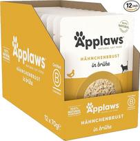 Applaws 100% natūralus drėgnas maistas katėms, vištienos krūtinėlė sultinyje - 12 x 70 g maišelių pakuotė