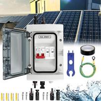 Apsauga nuo viršįtampių, saulės energijos sistema, nuolatinės srovės izoliatorius, apsauga nuo žaibo, automatinis jungiklis, 1 įėjimas – 1 išėjimas, 1 grandinė, 1000 V nuolatinės srovės, 40 A, 20–40 kA, generatoriaus jungimo dėžutė, IP65, vandeniui atspar