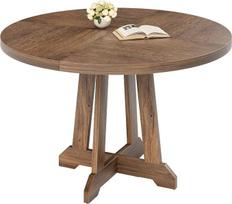 Apvalus valgomojo stalas 4–6 žmonėms, skersmuo 122 cm, kaimiško stiliaus virtuvės stalas, valgomojo stalas su tvirtu kryžminiu mediniu pagrindu, skirtas valgomajam, virtuvei, namų biurui, ąžuolo medžio, 122 x 122 x 76 cm, tik stalas