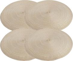 Apvalūs, iš ramės austi stalo servetėlės, 4 vnt., neslystantys | Šilumą izoliuojantys, kavos spalvos, skirti restoranams ir barams, elegantiškas dizainas