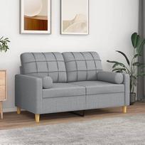 ARKEM 2 vietų sofa su dekoratyvinėmis pagalvėlėmis Šviesiai pilka 120 cm audinys Mažas fotelis Maža sofa lova