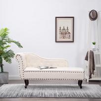 ARKEM Chaise Lounge Kreminė dirbtinė oda Kreminis aksomas Kreminis aksomas Ottoman Sofa Chaise Longue