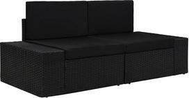 ARKEM Modulinė 2 vietų sofa iš poliuretano rotango juoda sofa lova su nuolatine miegamąja dalimi - 49505