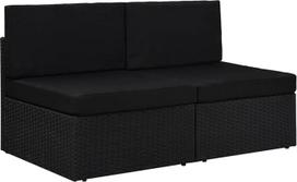 ARKEM Modulinė 2 vietų sofa iš poliuretano rotango juoda sofa lova su nuolatine miegamąja dalimi - 49503