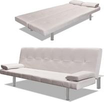 ARKEM Sofa lova su 2 pagalvėlėmis Meninė išskleidžiama kreminės baltos spalvos mikropluošto audinio sofa su miego funkcija