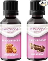 Aromato lašeliai be cukraus, 2 x 30 ml, sausainių tešla ir riešutų riešutas, bekaloriai saldinimo lašeliai su dozavimo priemone, veganiški, skirti natūraliam jogurtui, košei ar varškei