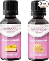Aromato lašeliai, be cukraus, 2 x 30 ml, sūrio pyragas ir baltasis šokoladas, bekaloriai saldinimo lašeliai su dozavimo priemone, veganiški, skirti natūraliam jogurtui, košei ar varškei